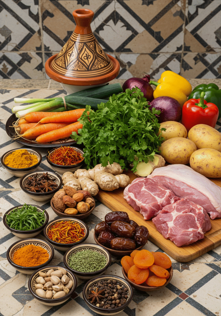 Moroccan Tagine: Authentic Recipe & Cooking Guide 2 Moroccan traditional Tagine ingredients